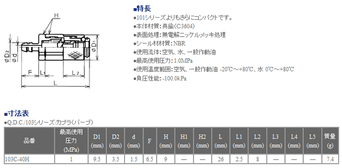 画像: QDC103シリーズ　カプラー　U5チューブ専用バーブタイプ